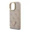 Guess PU 4G Strass Triangle Logo Stand Camera Frame MagSafe tok iPhone 16 Pro készülékhez rózsaszín