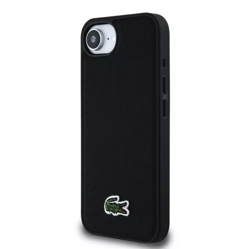 Lacoste Iconic Petit Pique Woven Logo MagSafe tok iPhone 16e/17e készülékhez fekete