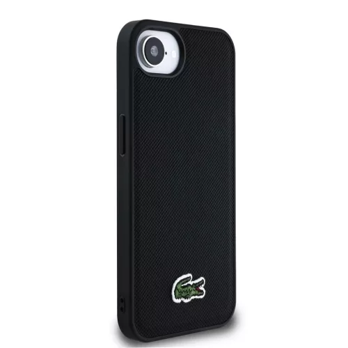 Lacoste Iconic Petit Pique Woven Logo MagSafe tok iPhone 16e/17e készülékhez fekete