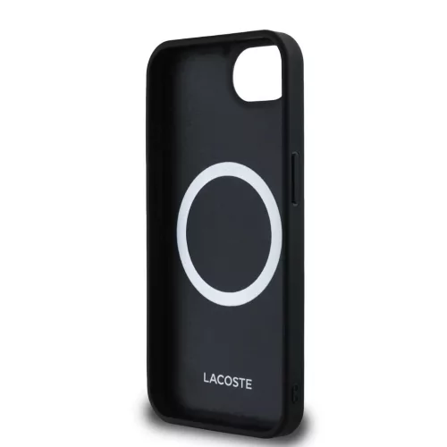 Lacoste Iconic Petit Pique Woven Logo MagSafe tok iPhone 16e/17e készülékhez fekete
