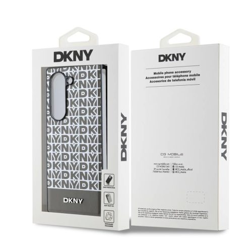 DKNY PU Leather Repeat Pattern Bottom Stripe MagSafe tok Samsung Galaxy Z Fold 6 készülékhez barna