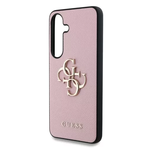 Guess PU Grained 4G Metal Logo tok Samsung Galaxy S25+ készülékhez rózsaszín