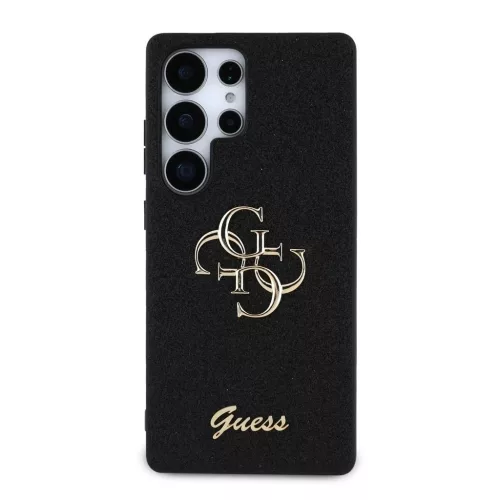 Guess PU Fixed Glitter 4G Metal Logo tok Samsung Galaxy S25 Ultra készülékhez fekete