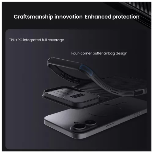 Nillkin CamShield PRO mágneses kemény tok Apple iPhone 16 készülékhez fekete
