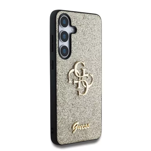 Guess PU Fixed Glitter 4G Metal Logo tok Samsung Galaxy S25 készülékhez arany