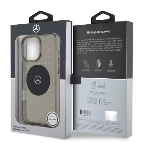 Mercedes PC/TPU Star Pattern MagSafe tok iPhone 16 Pro készülékhez fekete
