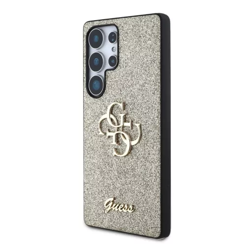 Guess PU Fixed Glitter 4G Metal Logo tok Samsung Galaxy S25 Ultra készülékhez arany