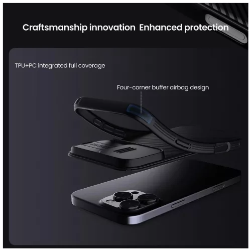 Nillkin CamShield PRO mágneses kemény tok Apple iPhone 16 Pro készülékhez kék