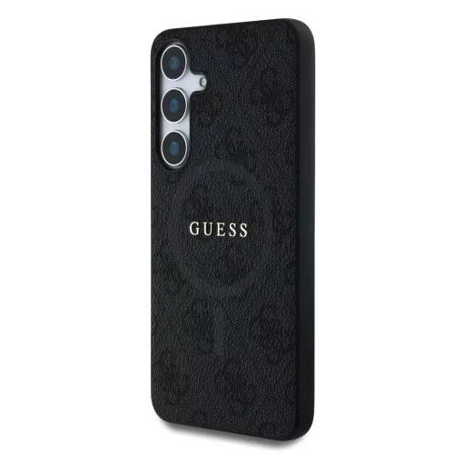 Guess PU Leather 4G Colored Ring MagSafe tok Samsung Galaxy S25+ készülékhez fekete