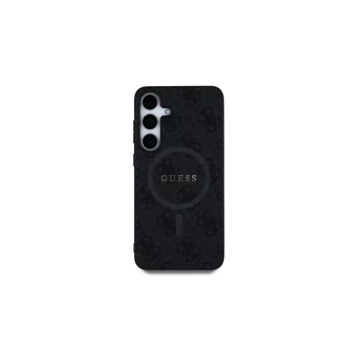 Guess PU Leather 4G Colored Ring MagSafe tok Samsung Galaxy S25+ készülékhez fekete