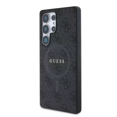 Guess PU Leather 4G Colored Ring MagSafe tok Samsung Galaxy S25 Ultra készülékhez fekete