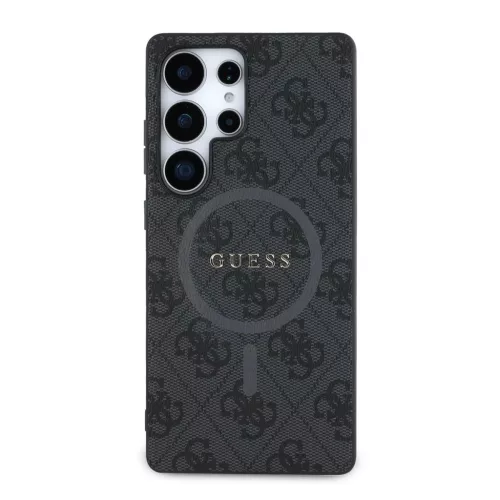 Guess PU Leather 4G Colored Ring MagSafe tok Samsung Galaxy S25 Ultra készülékhez fekete
