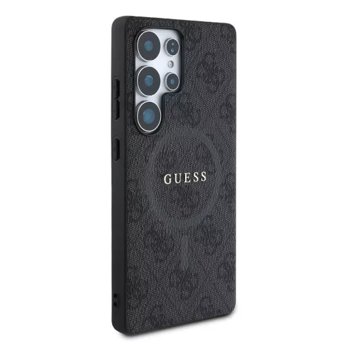 Guess PU Leather 4G Colored Ring MagSafe tok Samsung Galaxy S25 Ultra készülékhez fekete