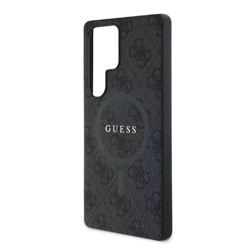 Guess PU Leather 4G Colored Ring MagSafe tok Samsung Galaxy S25 Ultra készülékhez fekete