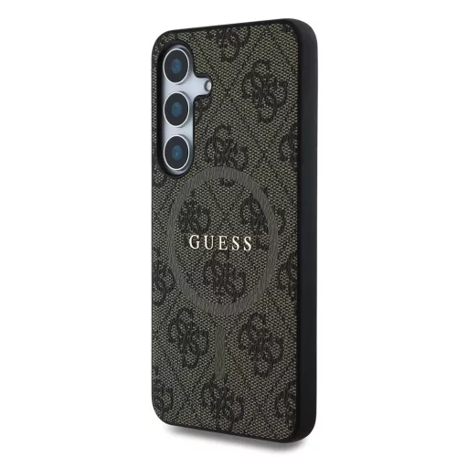 Guess PU Leather 4G Colored Ring MagSafe tok Samsung Galaxy S25 készülékhez barna