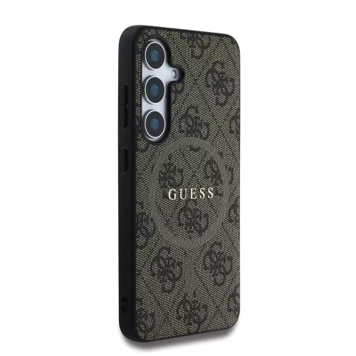 Guess PU Leather 4G Colored Ring MagSafe tok Samsung Galaxy S25 készülékhez barna
