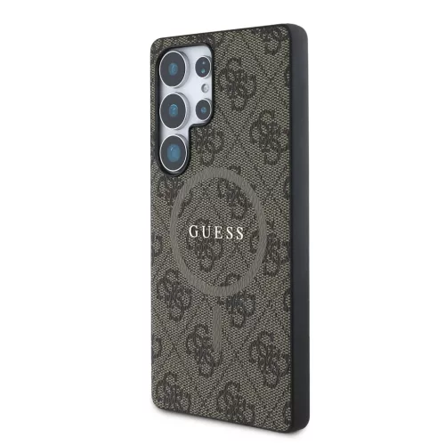 Guess PU Leather 4G Colored Ring MagSafe tok Samsung Galaxy S25 Ultra készülékhez barna
