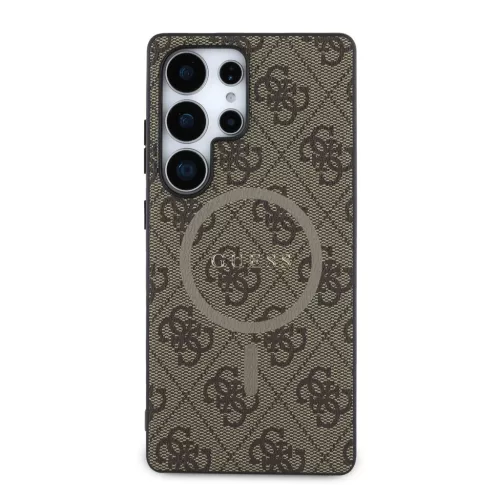 Guess PU Leather 4G Colored Ring MagSafe tok Samsung Galaxy S25 Ultra készülékhez barna