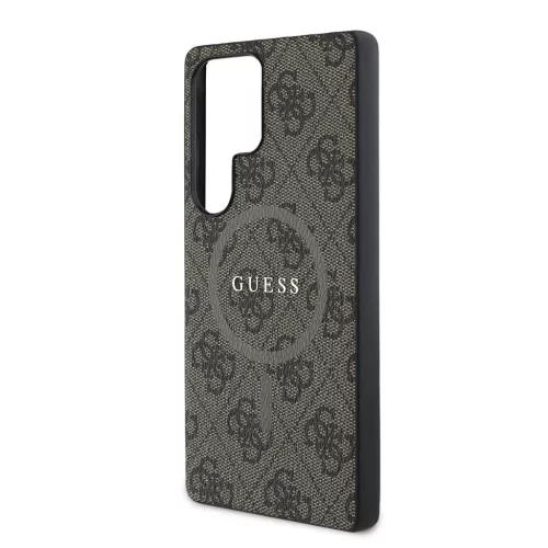 Guess PU Leather 4G Colored Ring MagSafe tok Samsung Galaxy S25 Ultra készülékhez barna