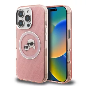   Karl Lagerfeld IML K&CH Heads Repeated Logo MagSafe tok iPhone 16 Pro Max készülékhez rózsaszín
