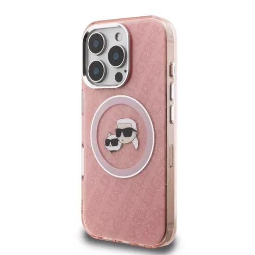 Karl Lagerfeld IML K&CH Heads Repeated Logo MagSafe tok iPhone 16 Pro Max készülékhez rózsaszín