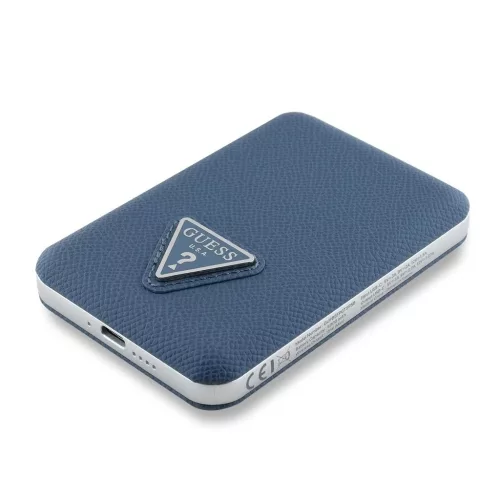 Guess PU Grained Triangle Logo MagSafe powerbank 5000mAh kék