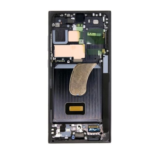 LCD kijelző + érintő egység + elülső tok Samsung S918 Galaxy S23 Ultra készülékhez fekete (Service Pack)