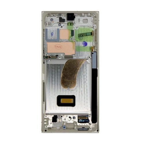 LCD kijelző + érintő egység + elülső tok Samsung S918 Galaxy S23 Ultra készülékhez – krém (Service Pack)