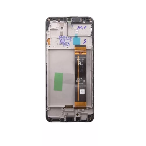 LCD kijelző + érintő egység + elülső tok Samsung A236 Galaxy A23 5G készülékhez fekete (Service Pack)