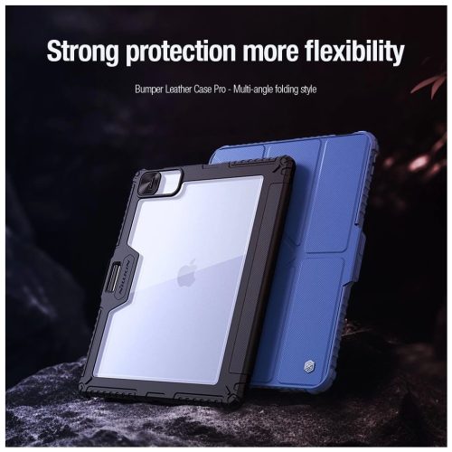 Nillkin Bumper PRO védő állványos tok, többszögben állítható – iPad Pro 12.9 (2020/2021/2022) és iPad Air 13 (2024/2025) készülékhez, zafírkék