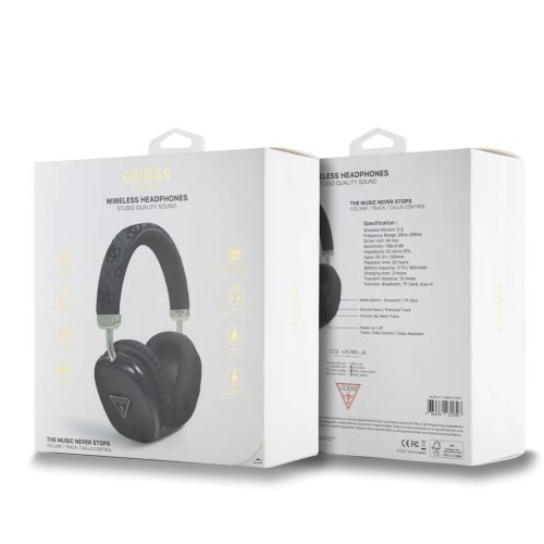 Guess PU Leather 4G Triangle Logo vezeték nélküli fejhallgató fekete