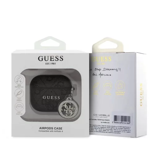 Guess 4G Script PC/PU Charm tok AirPods 4 készülékhez fekete