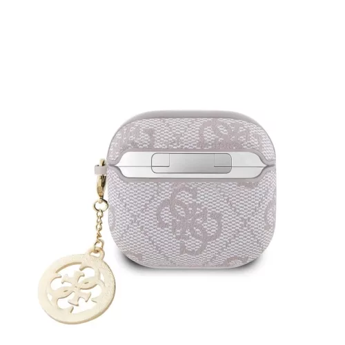 Guess 4G Script PC/PU Charm Tok AirPods 4 készülékhez rózsaszín