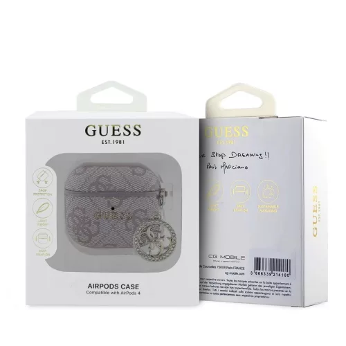 Guess 4G Script PC/PU Charm Tok AirPods 4 készülékhez rózsaszín
