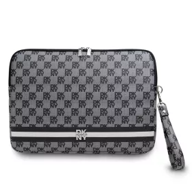   DKNY PU bőr Checkered Pattern and Stripe laptop tok 13/14" fekete