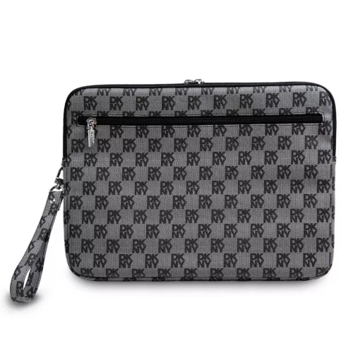 DKNY PU bőr Checkered Pattern and Stripe laptop tok 13/14" fekete