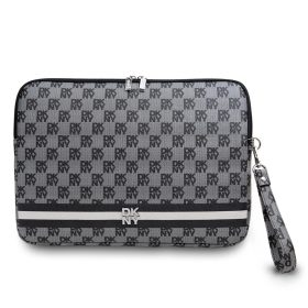   DKNY PU bőr Checkered Pattern and Stripe laptop tok 15/16" fekete