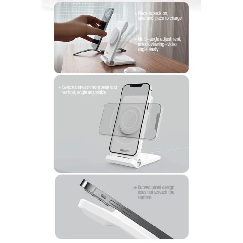 Nillkin PowerTrio 3in1 Vezeték nélküli töltő MagSafe Apple Watch készülékhez fehér (MFI)