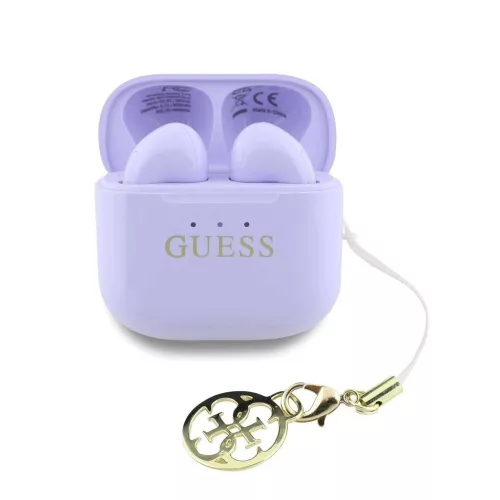 Guess Classic Logo Charm TWS vezeték nélküli fülhallgatók lila