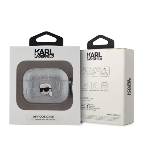 Karl Lagerfeld PU Embossed Karl Head Tok AirPods Pro készülékhez ezüst