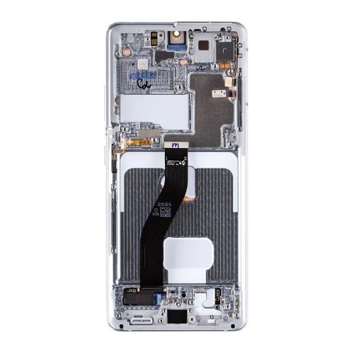 LCD kijelző + érintő egység + elülső tok Samsung SM-G998 Galaxy S21Ultra készülékhez phantom ezüst (Service Pack)