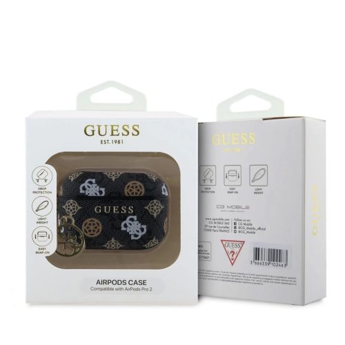 Guess PU 4G Peony Charm tok AirPods Pro 2 készülékhez fekete
