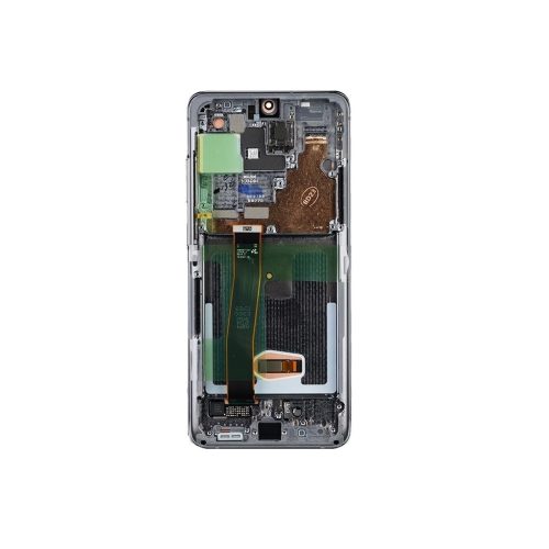 LCD kijelző + érintő egység + elülső burkolat Samsung G988 Galaxy S20 Ultra készülékhez, kozmikus szürke (Service Pack)