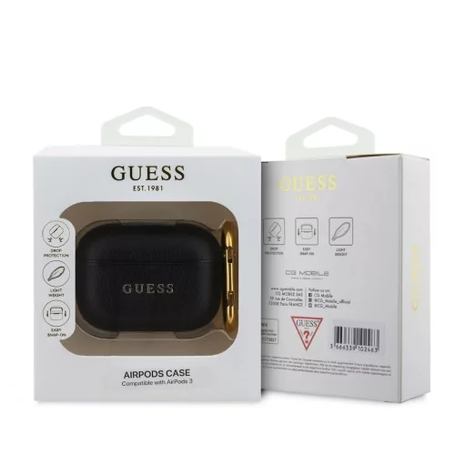 Guess PU Grained Classic Logo tok AirPods 3 készülékhez fekete