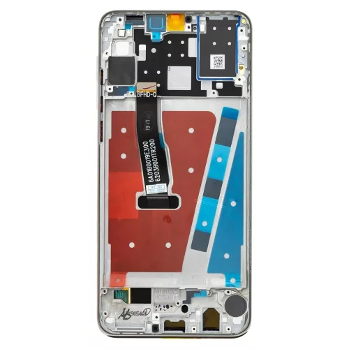 LCD kijelző + érintő egység + elülső burkolat Huawei P30 Lite készülékhez fehér (48MP fotóhoz)
