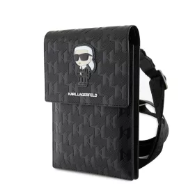  Karl Lagerfeld Saffiano Monogram Ikonik NFT tárcás telefontáska fekete