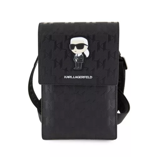 Karl Lagerfeld Saffiano Monogram Ikonik NFT tárcás telefontáska fekete