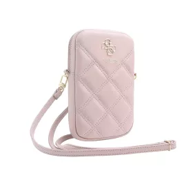   Guess PU Quilted 4G Metal Logo Pénztárca Telefon Táska Cipzáras rózsaszín