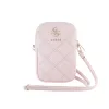 Guess PU Quilted 4G Metal Logo Pénztárca Telefon Táska Cipzáras rózsaszín