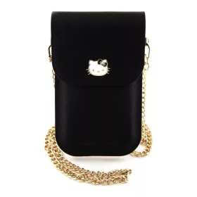   Hello Kitty PU Metal Logo Bőr Pénztárca Telefon Táska fekete